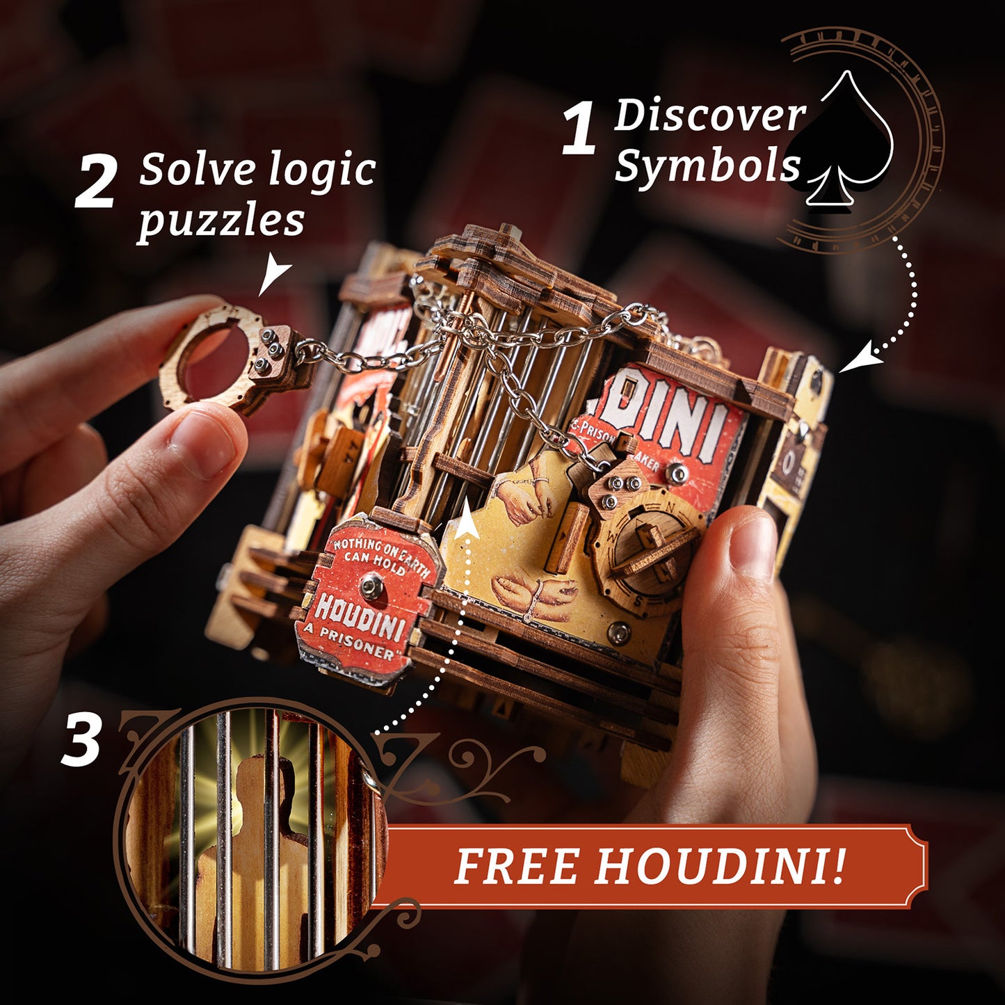 Cluebox - Houdini's Magic Escape - Brain Teaser Puzzle Box