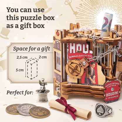 Cluebox - Houdini's Magic Escape - Brain Teaser Puzzle Box