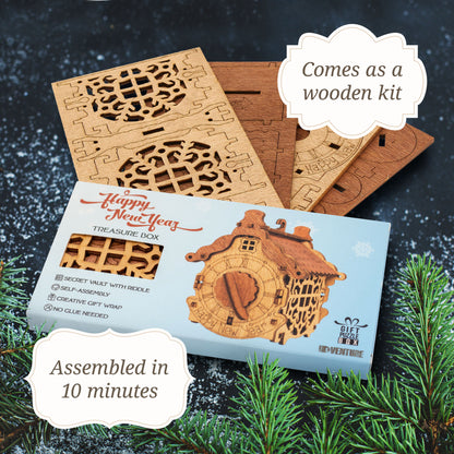 "Happy New Year" Puzzle Box - Wooden kit