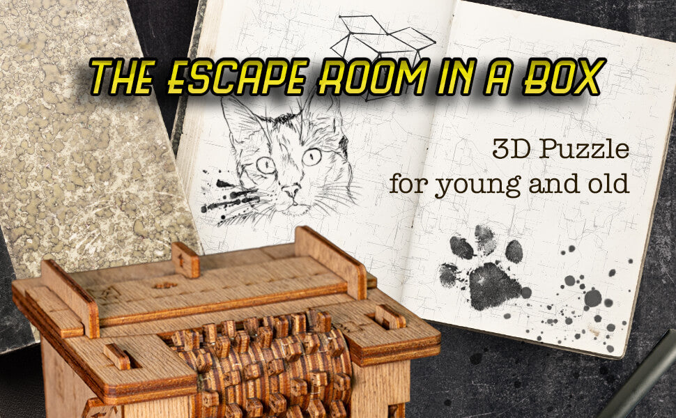 Cluebox - Schrödingers Cat. Escape Room in a Box. 3d Puzzle Box